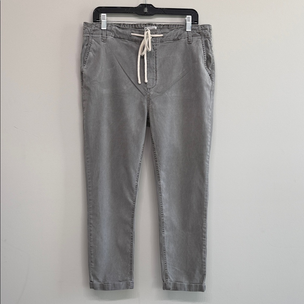 PAIGE Women’s Christy Pants Gray Cropped Joggers with Drawstring Tie Size US 14